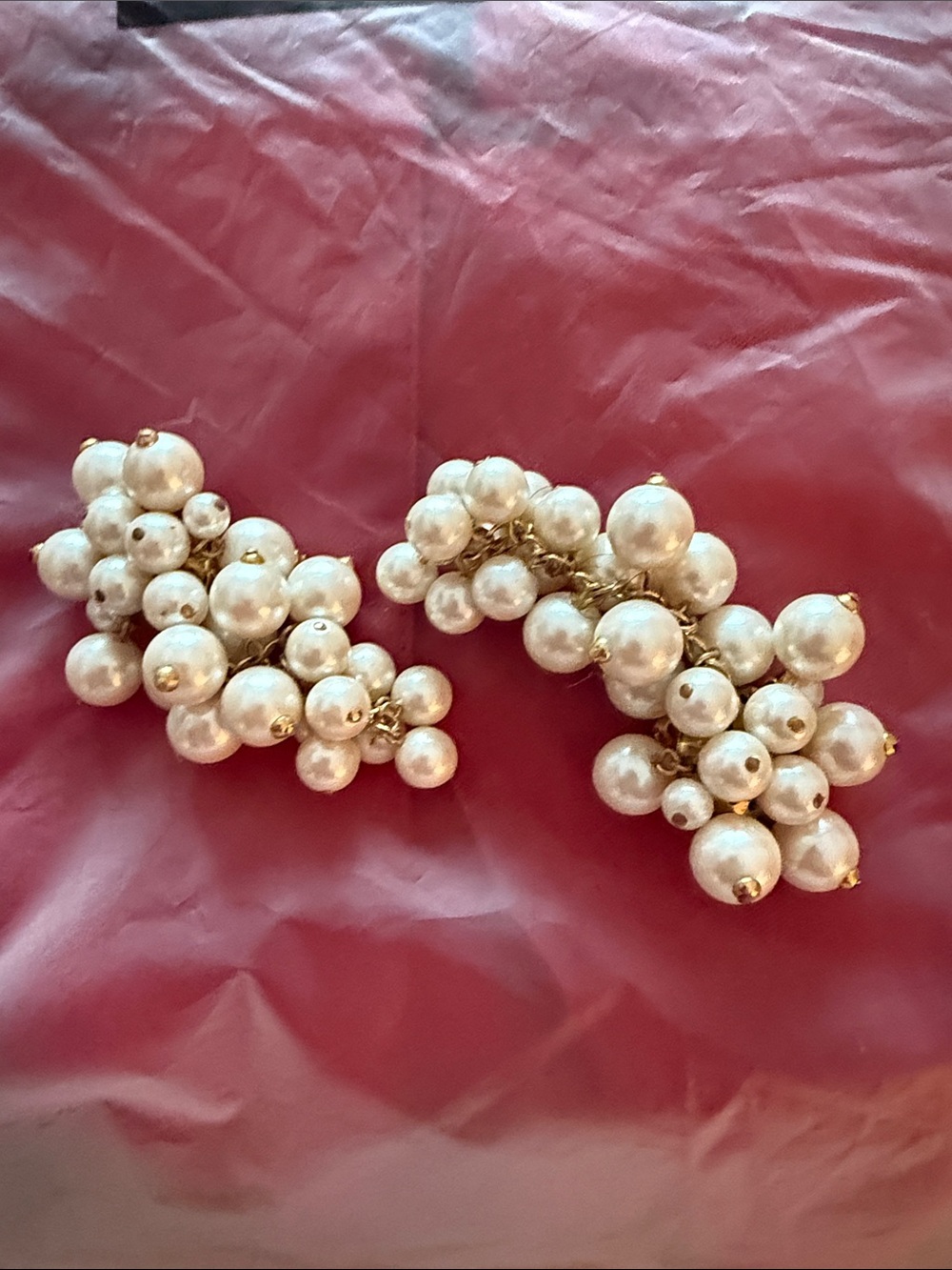 Napier Gold and Ivory Pearl Cluster Earrings